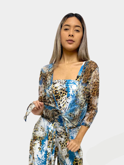 3/4 SLEEVES TIE FRONT BOLERO - T2652